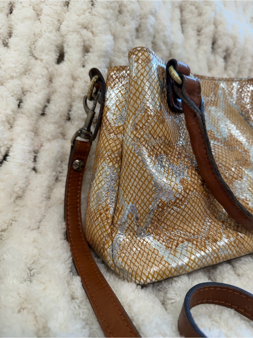 Patricia Nash Brown Snakeskin-Print Crossbody Satchel 10th anniversary - Picture 4 of 14